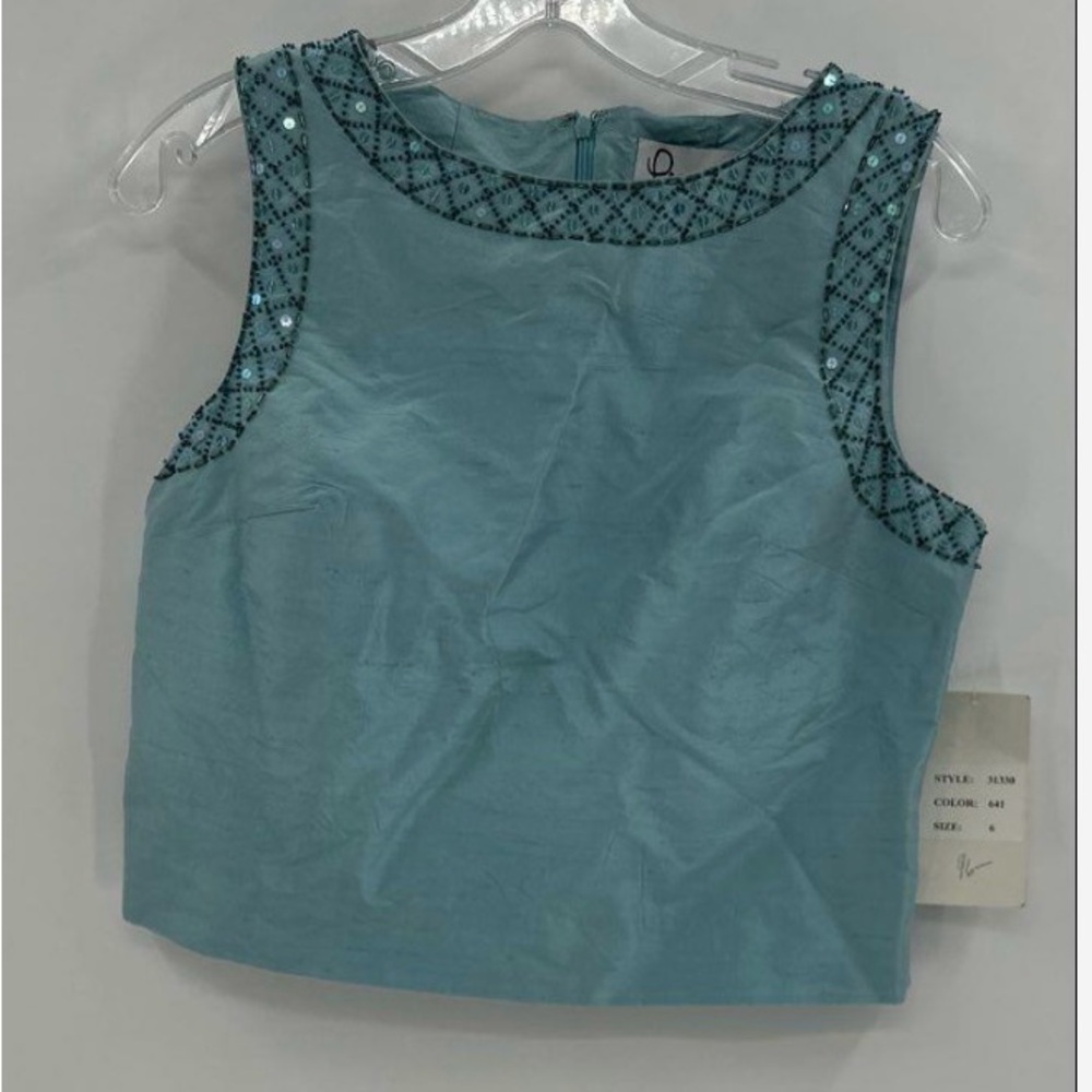 Lilly Pulitzer Teal Silk embellished size 6 Sleeveless Blouse NWT